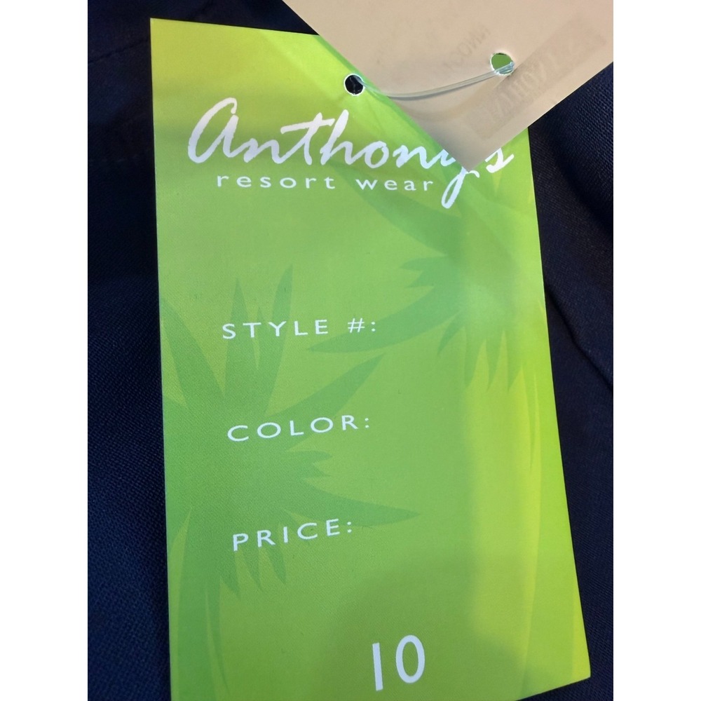 Anthony's Resort Wear Navy Crop Pants Scallop Hem Stretch Preppy Coastal Size 10 - Picture 10 of 12